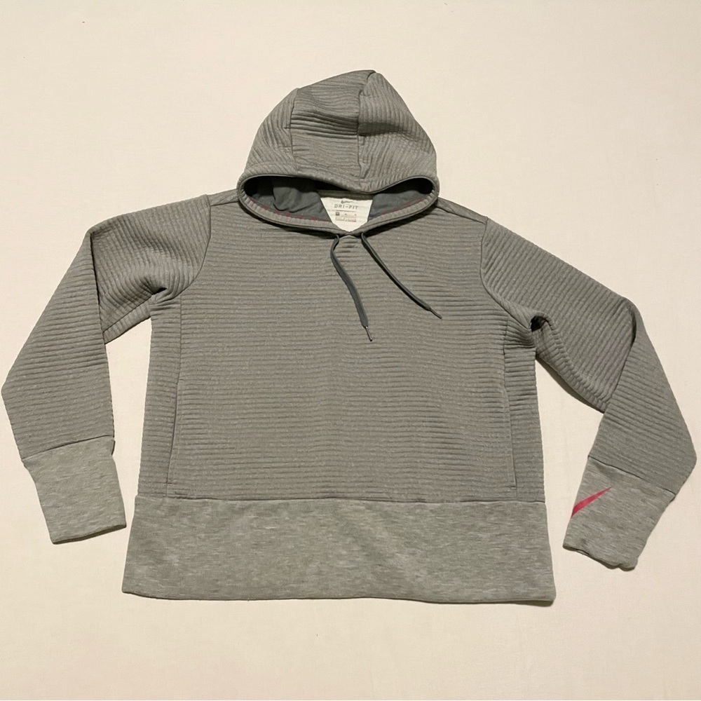 Nike Dri Fit Hoodie Womens Size Medium Grey Pullover Sweatshirt